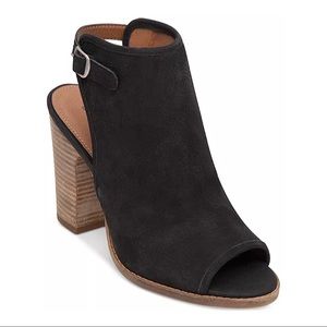 Lucky Brand- Black Leather Lisza Peep Toe Bootie